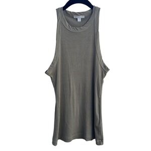James Perse‎ Ribbed Racerback Tank Top Size 1 Small Khaki Neutral Made in USA